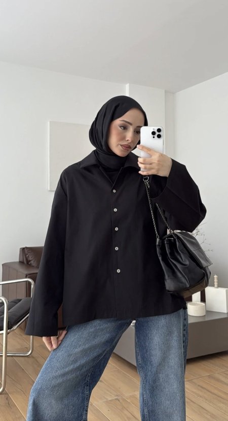 قميص سادة اسود